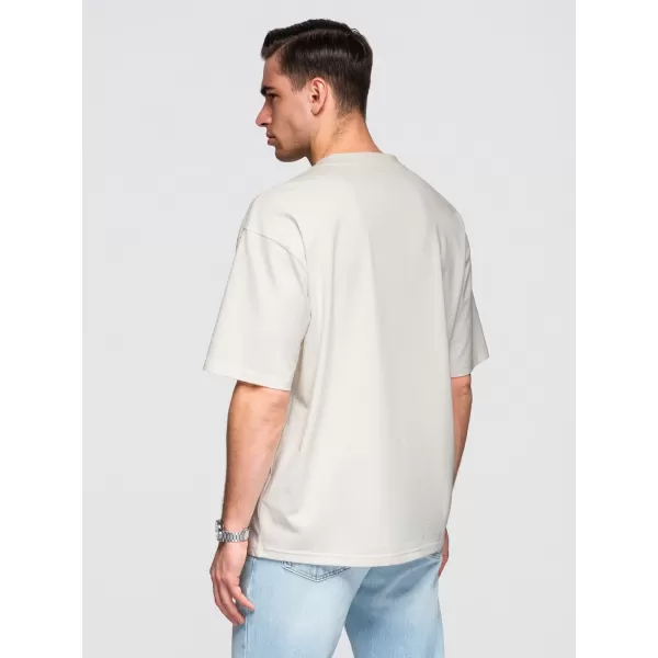  Muška majica kratkih rukava OMBRE OM-TSBC-0291 CRNO/BIJELO/BLIJEDO MASLINASTO 
