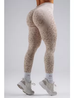 Kompresijske push-up tajice s leopard printom NEBBIA PRIMAL 849 KREM LEOPARD