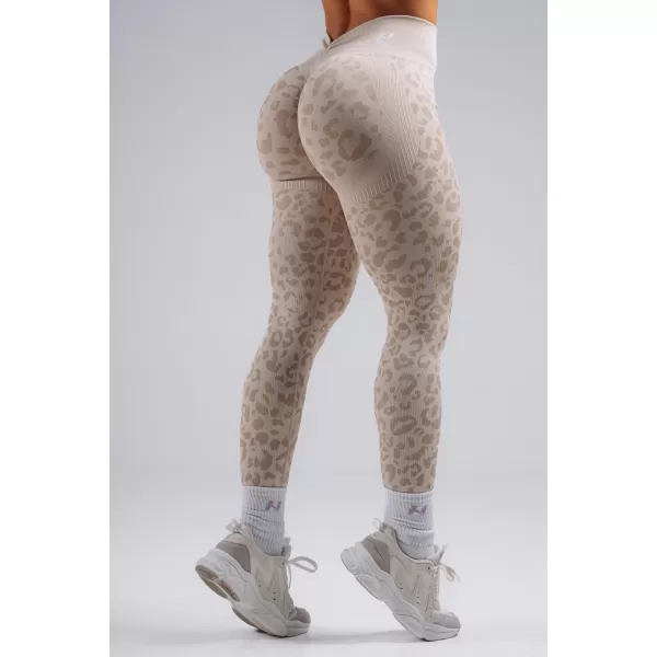  Kompresijske push-up tajice s leopard printom NEBBIA PRIMAL 849 KREM LEOPARD 