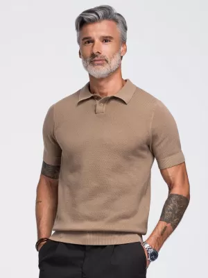 Muška polo majica OMBRE OM-POSS-0178 SVIJETLOSMEĐA