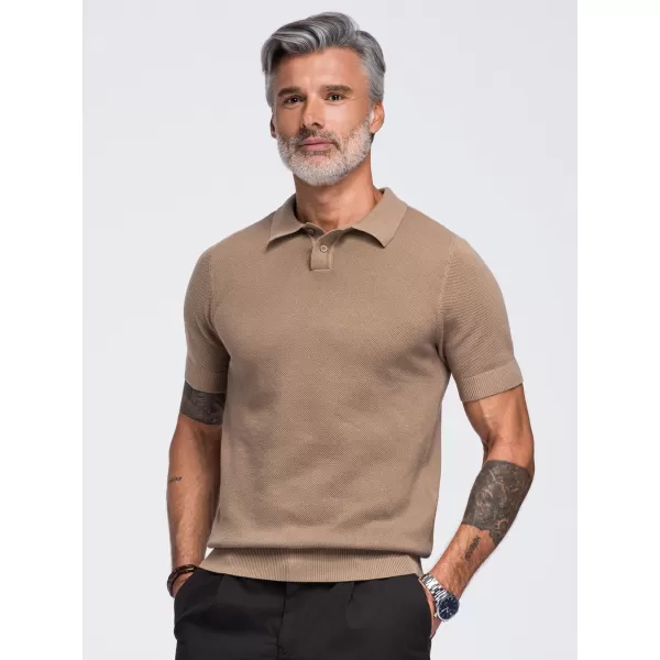  Muška polo majica OMBRE OM-POSS-0178 SVIJETLOSMEĐA 