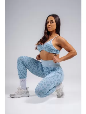 Sportski grudnjak srednje potpore s uzorkom leoparda NEBBIA PRIMAL 854 PLAVI LEOPARD