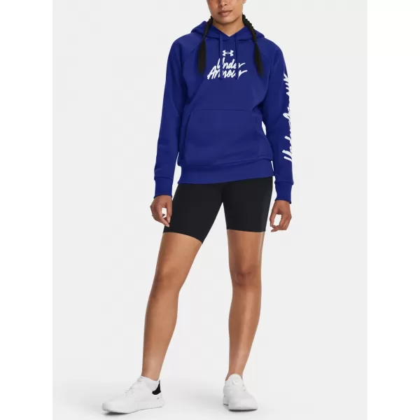  Ženski sweatshirt UNDER ARMOUR UA RIVAL FLEECE GRAPHIC HDY 1379609-400 PLAVA 