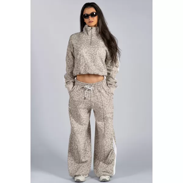  Trenirka s patentnim zatvaračem i uzorkom leoparda NEBBIA PRIMAL 866 KREM LEOPARD 