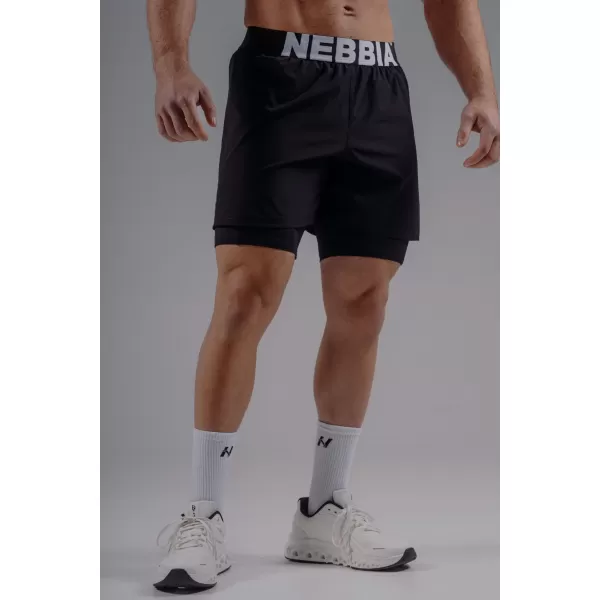  Dvoslojne kratke hlače za trening NEBBIA PRIMAL 878 CRNA 
