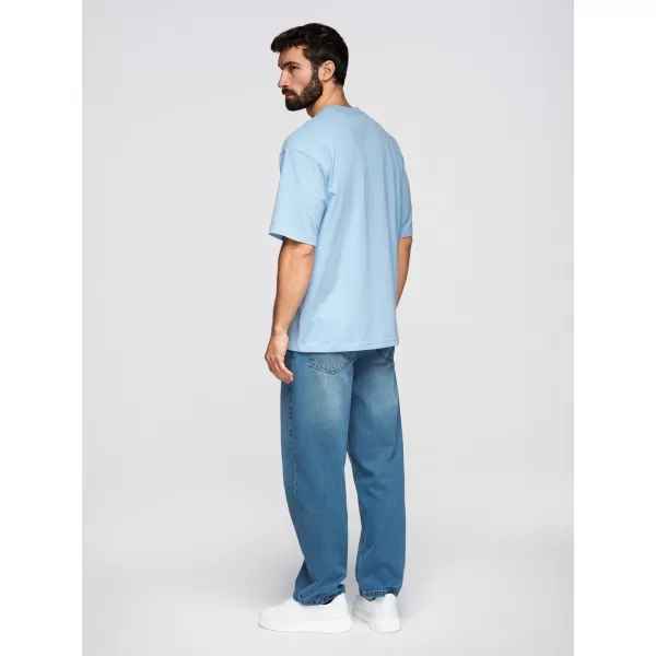  Muška majica kratkih rukava OMBRE OM-TSBC-0291 CRNA/SVIJETLOPLAVA/BIJELA 