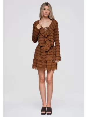Ženska bluza OMBRE OW-TS-E0067 SVIJETLOSMEĐA