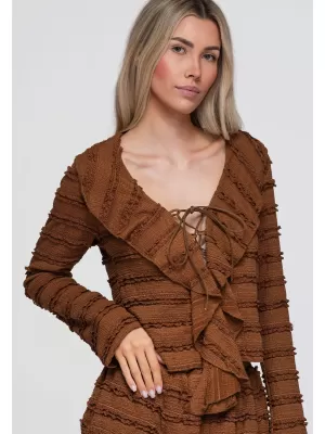 Ženska bluza OMBRE OW-TS-E0067 SVIJETLOSMEĐA