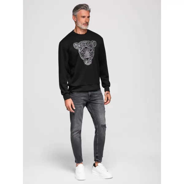  Muški sweatshirt OMBRE OM-SSNZ-0273 CRNA 