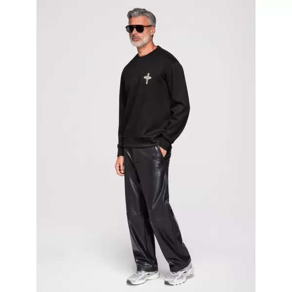  Muški sweatshirt OMBRE OM-SSNZ-0271 CRNA 