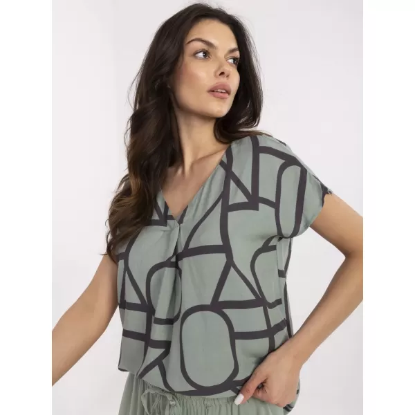  Ženska bluza SUBLEVEL D73771M11171D KAKI/CRNA 