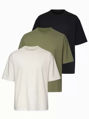 Muška majica kratkih rukava OMBRE OM-TSBC-0291 CRNO/BIJELO/BLIJEDO MASLINASTO