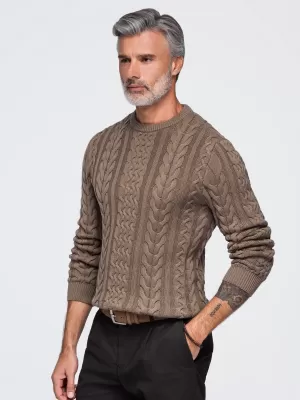 Muški pulover OMBRE OM-SWSW-0191 SMEĐA