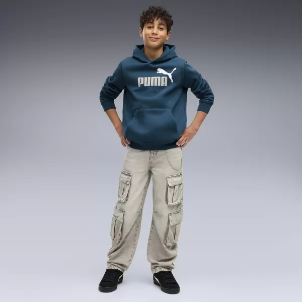  Dječji sweatshirt PUMA ESS 2 COLOR NO. 1 LOGO HOODIE FL B 68582236 PONOĆNI BENZIN 