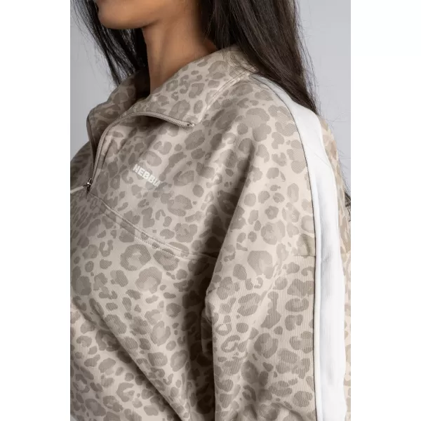 Trenirka s patentnim zatvaračem i uzorkom leoparda NEBBIA PRIMAL 866 KREM LEOPARD 