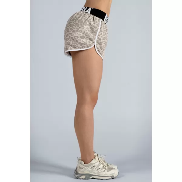  Kratke hlače za trening s uzorkom leoparda NEBBIA PRIMAL 855 KREM LEOPARD 