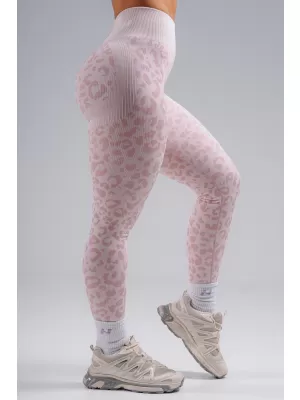 Kompresijske push-up tajice s leopard printom NEBBIA PRIMAL 849 RUŽIČASTI LEOPARD