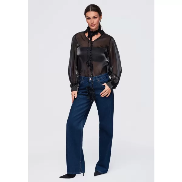  Ženska bluza OMBRE OW-TS-E0086 CRNA 