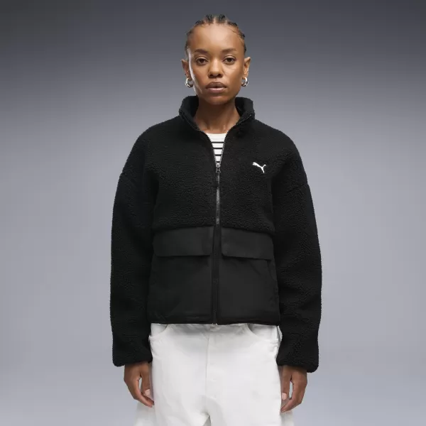  Ženska jakna PUMA RE:FIBRE SHERPA JACKET W 69456701 PUMA CRNA 
