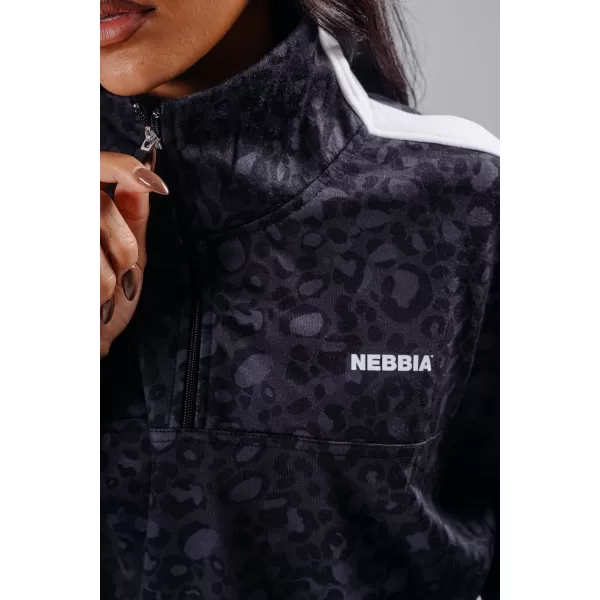  Trenirka s patentnim zatvaračem i uzorkom leoparda NEBBIA PRIMAL 866 CRNI LEOPARD 