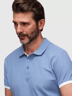 Muška majica s kragnom OMBRE OM-POSS-0170 PLAVA