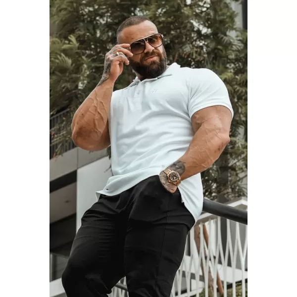  Muške majice NEBBIA MIKE MUSCLE FIT POLO 157 BIJELA 