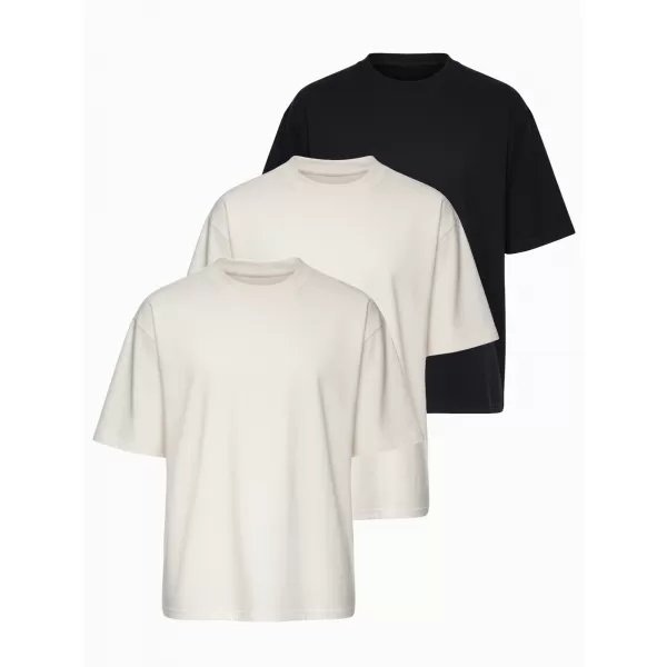  Muška majica kratkih rukava OMBRE OM-TSBC-0291 PRLJAVO BIJELO/SLABO BIJELO/CRNO 