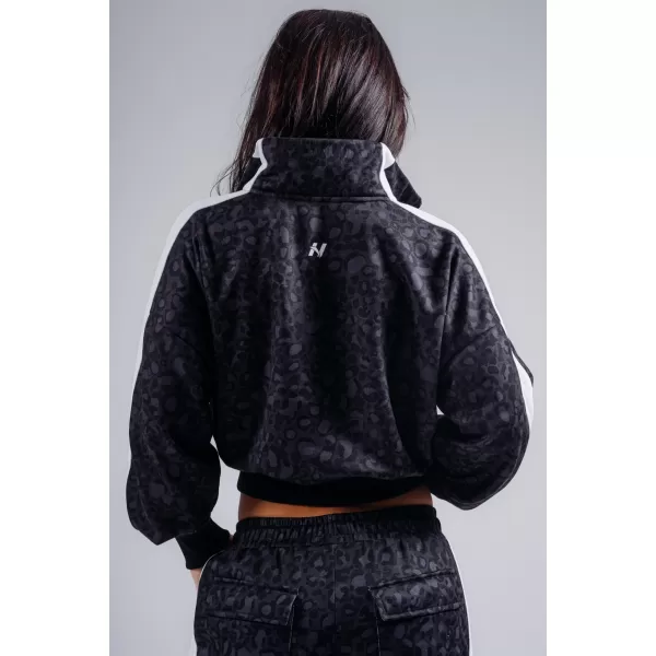  Trenirka s patentnim zatvaračem i uzorkom leoparda NEBBIA PRIMAL 866 CRNI LEOPARD 