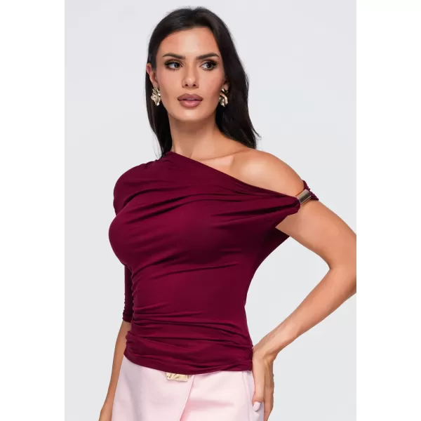  Ženska majica kratkih rukava OMBRE OW-TS-E0075 TAMNOCRVENA 