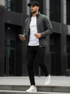 Muški sweatshirt DSTREET BX4772 TAMNOSIVA
