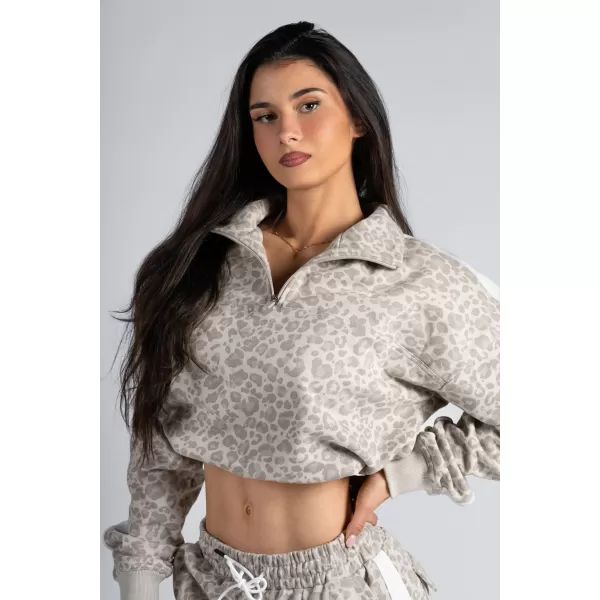  Trenirka s patentnim zatvaračem i uzorkom leoparda NEBBIA PRIMAL 866 KREM LEOPARD 