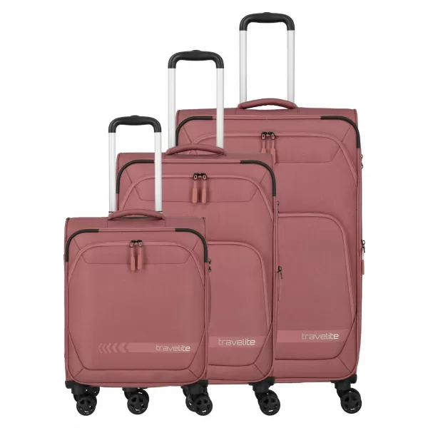  Set kofera TRAVELITE Kick Off 4w S, M exp, L exp RUŽA 