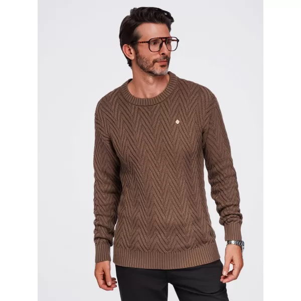  Muški pulover OMBRE OM-SWSW-0190 SMEĐA 