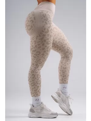 Kompresijske push-up tajice s leopard printom NEBBIA PRIMAL 849 KREM LEOPARD
