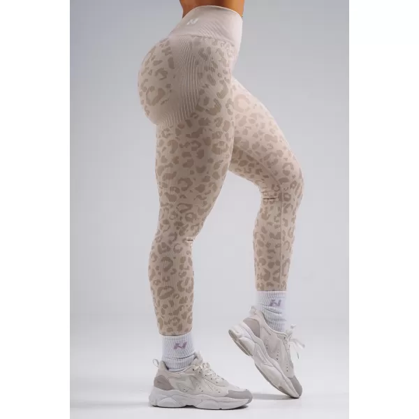  Kompresijske push-up tajice s leopard printom NEBBIA PRIMAL 849 KREM LEOPARD 