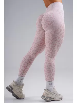 Kompresijske push-up tajice s leopard printom NEBBIA PRIMAL 849 RUŽIČASTI LEOPARD