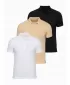 Muška majica s kragnom OMBRE OM-POBS-0171 CRNO/BIJELO/BEŽ