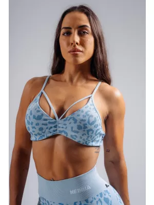 Sportski grudnjak srednje potpore s uzorkom leoparda NEBBIA PRIMAL 854 PLAVI LEOPARD