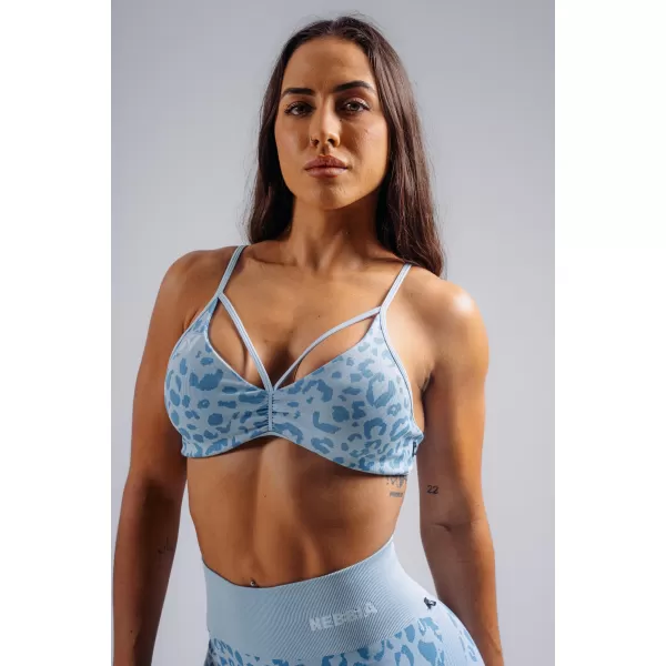  Sportski grudnjak srednje potpore s uzorkom leoparda NEBBIA PRIMAL 854 PLAVI LEOPARD 