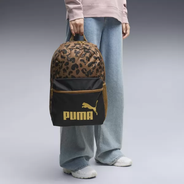  Ruksak PUMA PHASE AOP BACKPACK 09116916 PUMA CRNA/KONA SMEĐA/LEOPARD AOP 