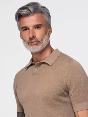 Muška polo majica OMBRE OM-POSS-0178 SVIJETLOSMEĐA