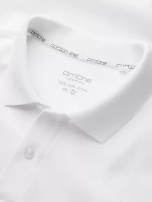 Muška majica s kragnom OMBRE OM-POBS-0171 BIJELA/KESTEN/TAMNOPLAVA