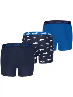 Dječje bokserice PUMA ELEMENTS BOYS LOGO PRINT BOXERS 3P 93896805 PLAVA KOMBINACIJA