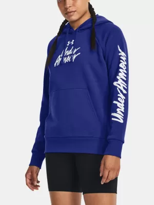 Ženski sweatshirt UNDER ARMOUR UA RIVAL FLEECE GRAPHIC HDY 1379609-400 PLAVA