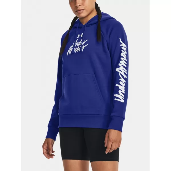  Ženski sweatshirt UNDER ARMOUR UA RIVAL FLEECE GRAPHIC HDY 1379609-400 PLAVA 