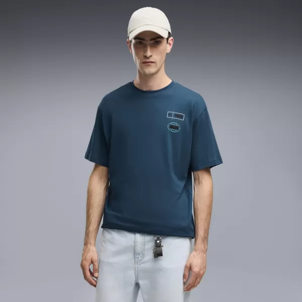  Muška majica kratkih rukava PUMA GRAPHICS RELAXED STACKED TEE 69436836 PONOĆNI BENZIN 