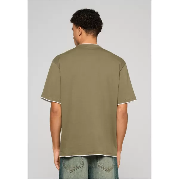  Muška majica kratkih rukava URBAN CLASSICS TB029A-00824 MASLINASTO/BIJELO 