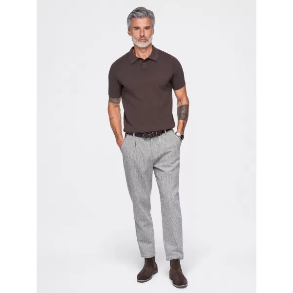  Muška polo majica OMBRE OM-POSS-0178 TAMNO SMEĐA 