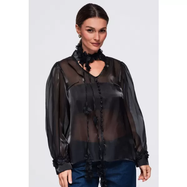  Ženska bluza OMBRE OW-TS-E0086 CRNA 