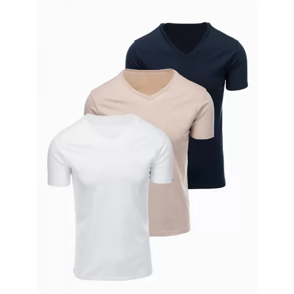  Muška majica kratkih rukava OMBRE OM-TSBS-0281 BIJELA/PJEŠČANA/MORNARSKA 
